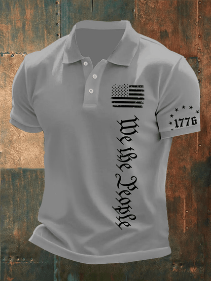 Men's Independence Day Printed Casual Polo Shirt
