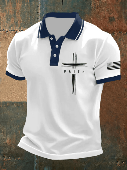 Men's Retro Faith Casual Printed Polo Shirt