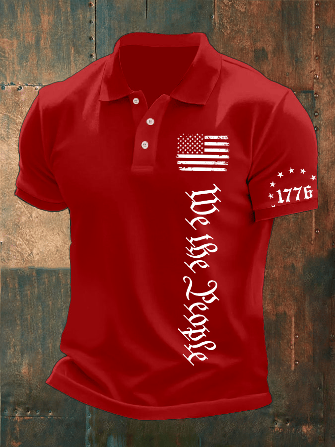 Men's Independence Day Printed Casual Polo Shirt