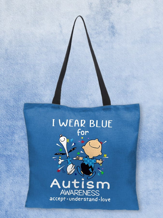 Autism Awareness I Wear Blue For Autism Print Bag