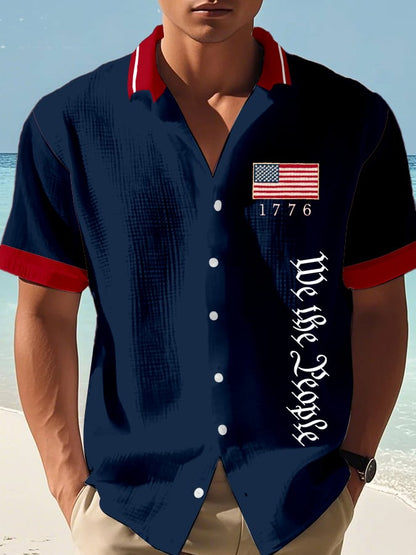 Men's Independence Day Print Waffle Shirt