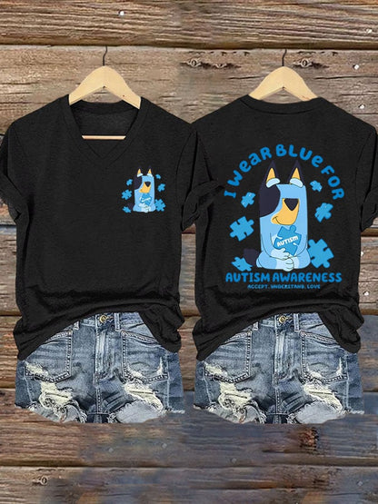 Womens Autism Awareness Print T-Shirt