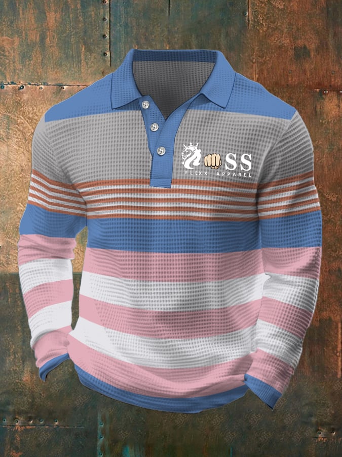 Business Casual Poloshirt mit Waffelmuster und Kontrastmuster für Herren