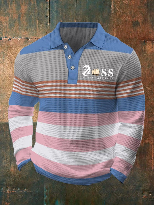 Business Casual Poloshirt mit Waffelmuster und Kontrastmuster für Herren