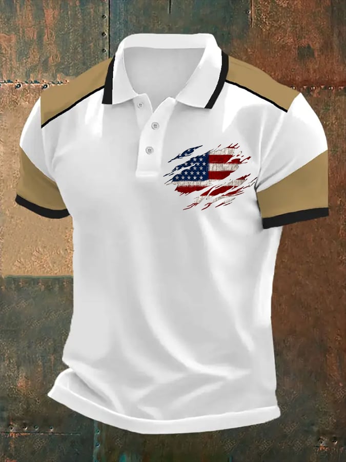 Men's Independence Day Vintage Flag Polo Shirt