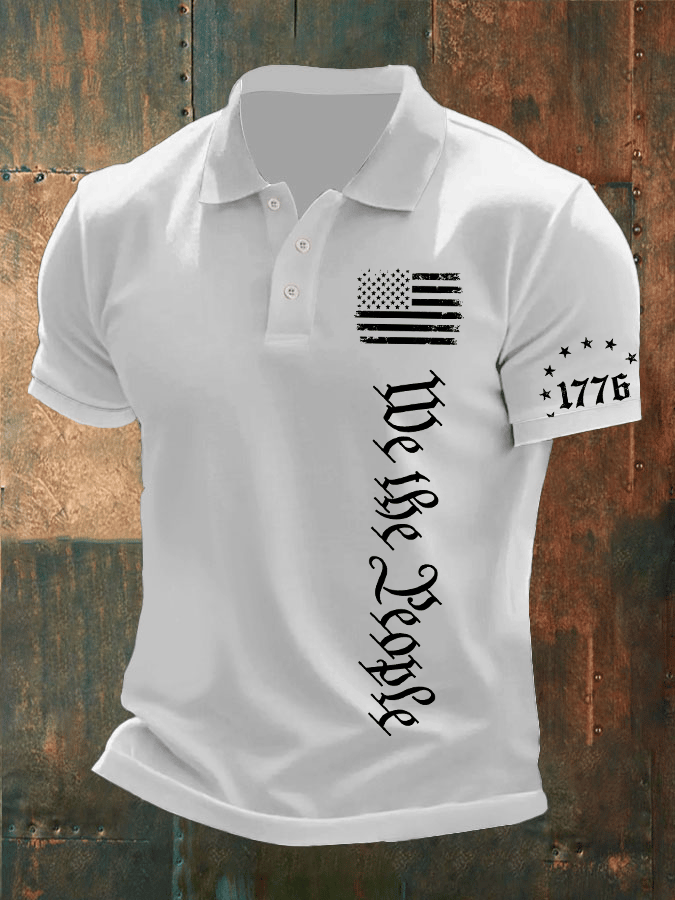 Men's Independence Day Printed Casual Polo Shirt