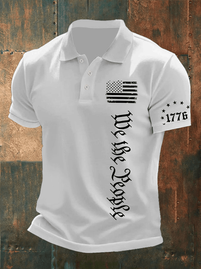 Men's Independence Day Printed Casual Polo Shirt