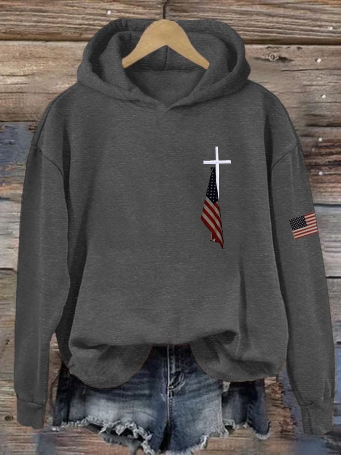 Women's Flag Cross Print  Sweatshirt