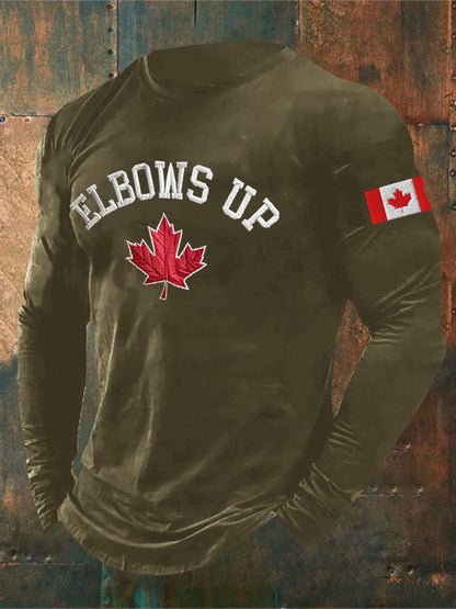 Men'S Retro Canada Elbows Up Print T-Shirt