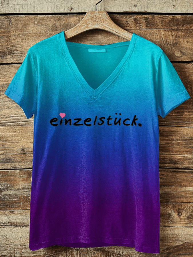 “Unique” women’s V-neck T-shirt.