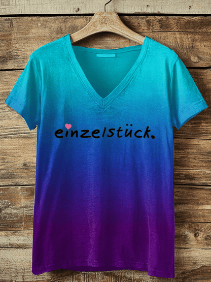 “Unique” women’s V-neck T-shirt.
