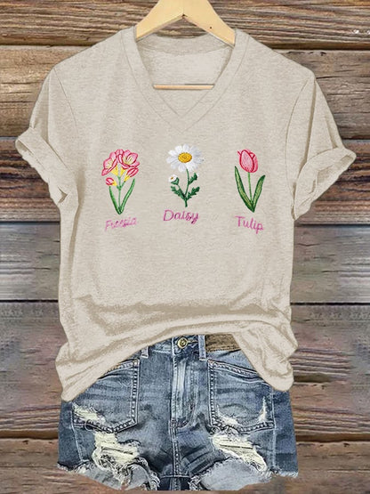Women's Casual Floral Print T-Shirt