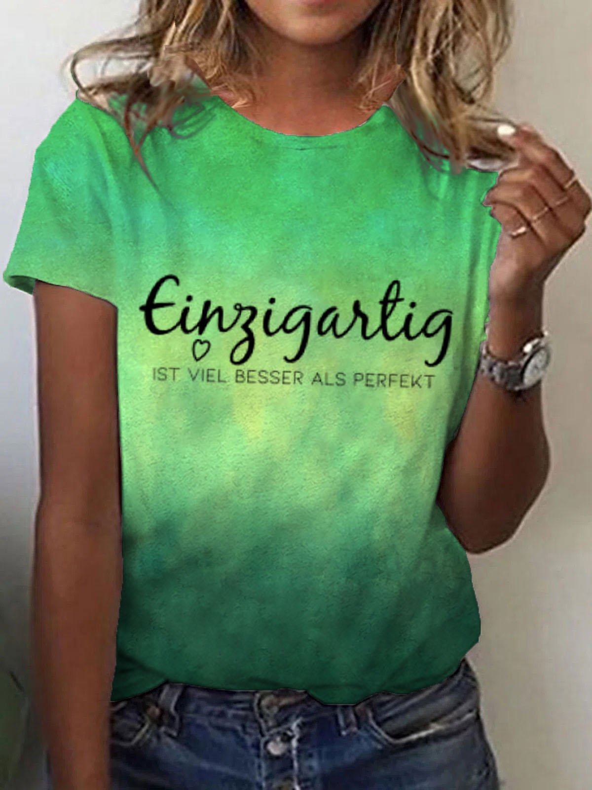 Women's Inspirational Quotes Print Casual Tee