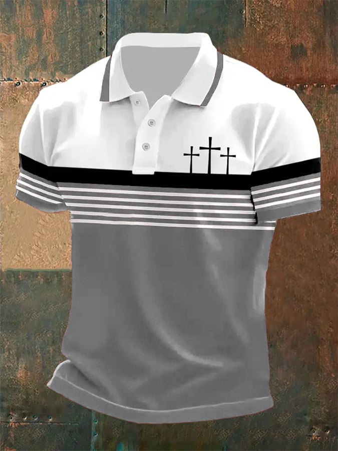 Men's Retro Faith  Casual Printed Polo Shirt
