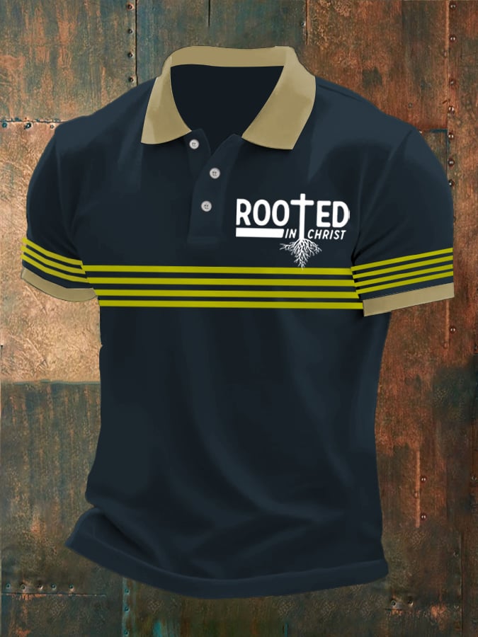 Men's Faith Printed Button Design Polo Shirt