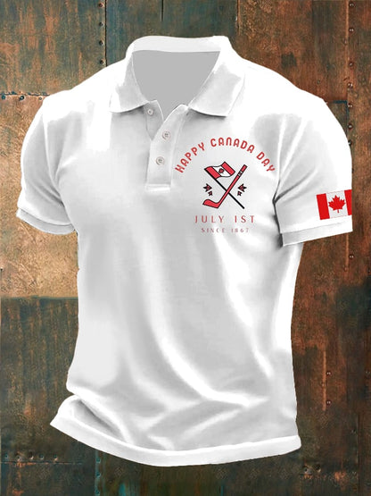 Men's Retro Happy Canada Day July 1st Since 1867 Print Polo Shirt
