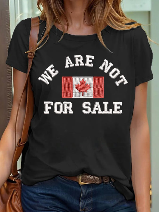 Women's Retro Canada We Are Not For Sale Print T-Shirt