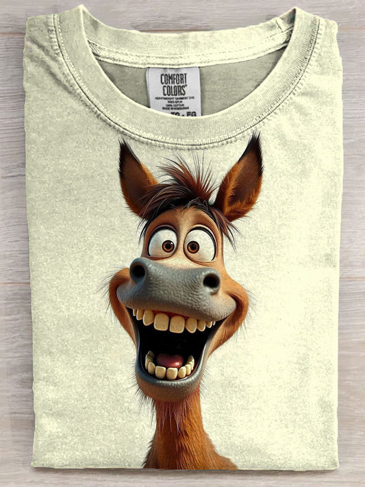 Funny Donkey Art Print Casaul Short Sleeve T-shirt