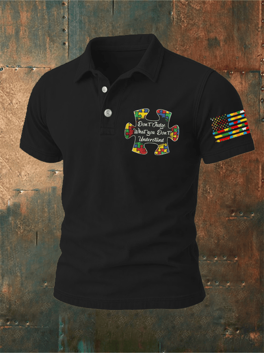 Men'S Retro Don't Judge What You Don't Understand Autism Awareness  Printed POLO Shirt
