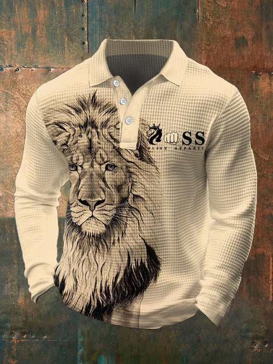 Lässiges Business-Poloshirt mit Löwenmotiv für Herren