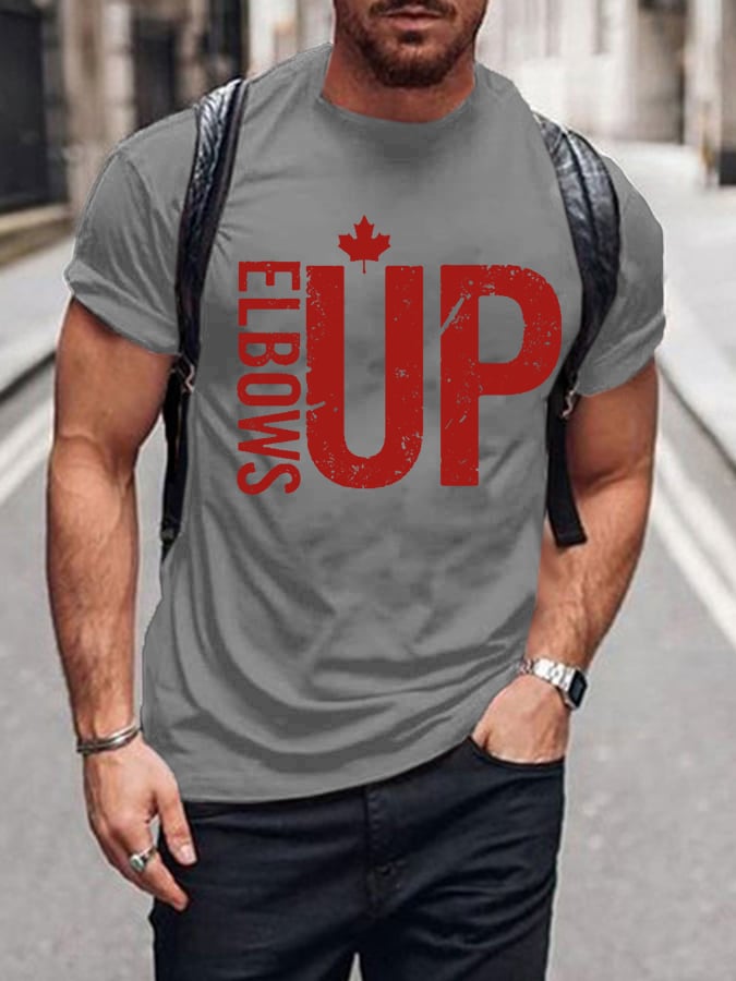 Men'S Retro Canada Elbows Up Printed Casual Crew Neck T-Shirt