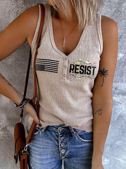V-neck Retro Resist Not My President, Not My Voice, Not My Values, Not My Beliefs Print Tank Top