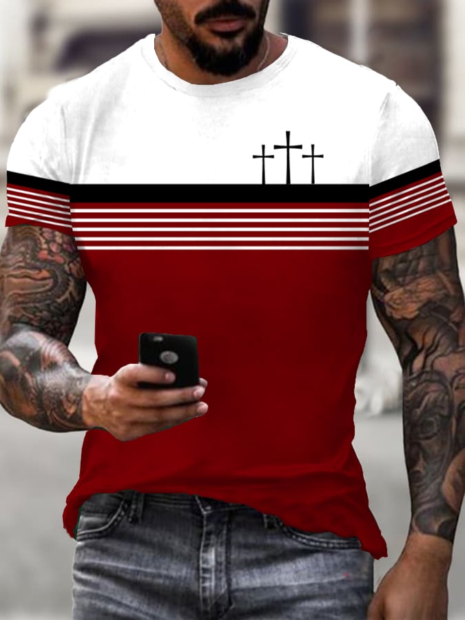 Men's Vintage Faith Cross Print T-Shirt