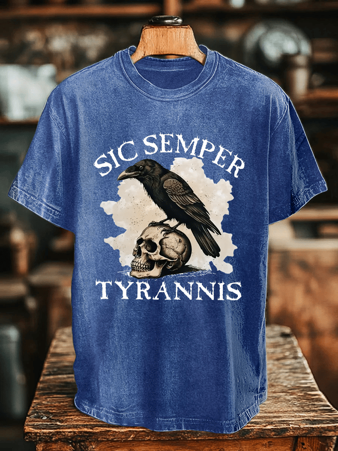 Men's Sic Semper Tyrannis Print Washed Cotton T-Shirt
