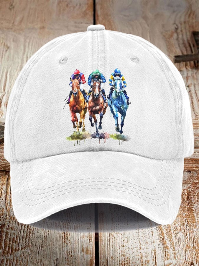 Unisex Horse Racing Print Hat