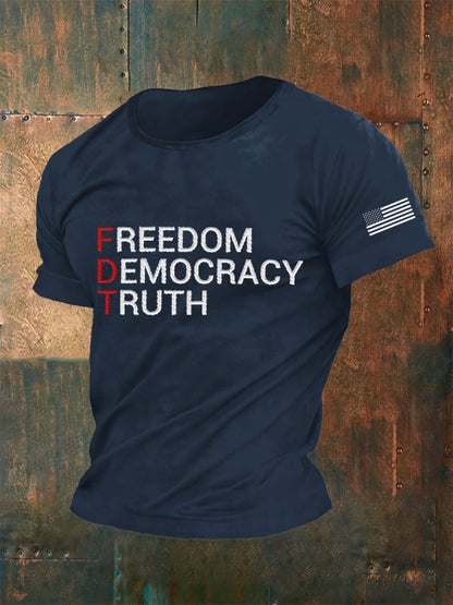 Men's FDT “Freedom Democracy Truth” Print T-Shirt