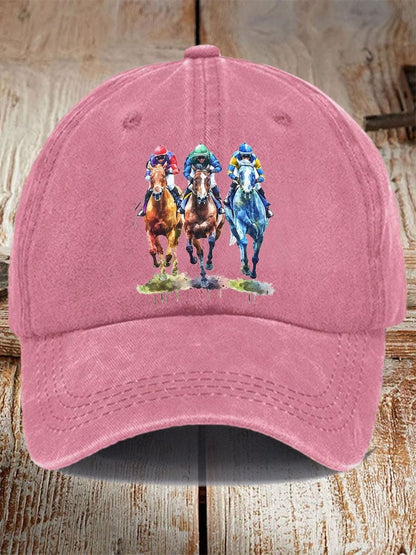 Unisex Horse Racing Print Hat