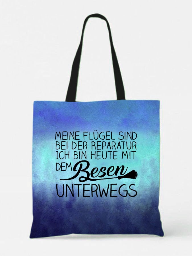 Unisex "Meine Flügel sind bei der Reparatur ..." German Slogan Print Shoulder Bag