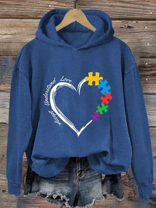 Women'S Casual Autism Awareness Printed Long Sleeve Sweatshirt