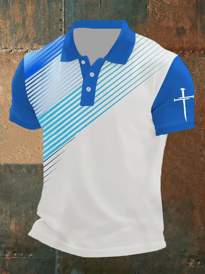Men's Retro Faith Casual Printed Polo Shirt