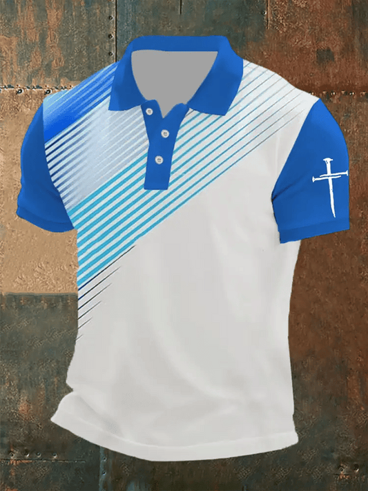 Men's Retro Faith Casual Printed Polo Shirt