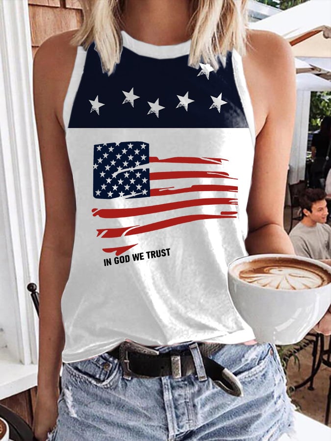 🔥Last Day 49% Off🔥Women's In God We Trust Print Tank Top
