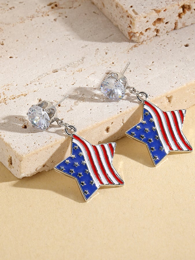 Women'S Independence Day July 4th Heart Shape Flag Earrings Fourth Of July Independence Day Earrings