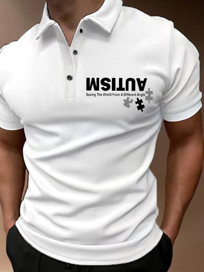 Men's Retro Autism: Seeing The World From A Different Perspective Printed Polo Shirt