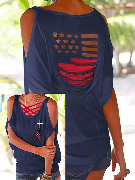 Women's Stars and Stripes Blouse（No Vest）