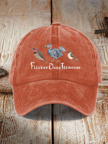 Unisex Distressed Washed Cotton Animal "FDT" Print Hat
