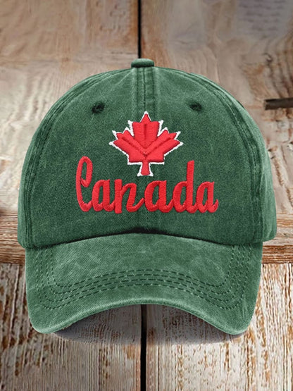 Retro Canadian Maple Leaf Print Baseball Cap