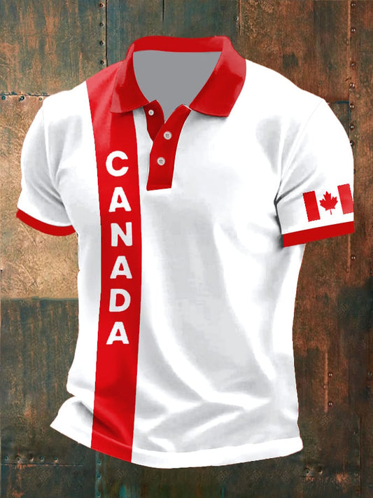 Men's Retro Canada Print Polo Shirt