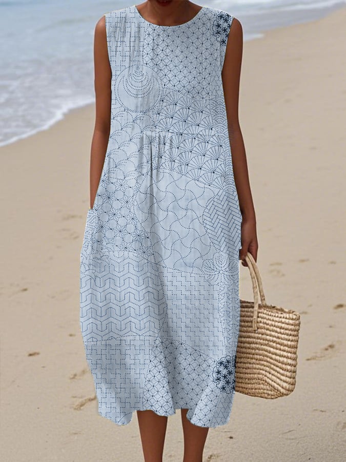 Women's Casual Vintage Geometric Art Vest Dress