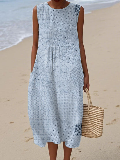 Women's Casual Vintage Geometric Art Vest Dress