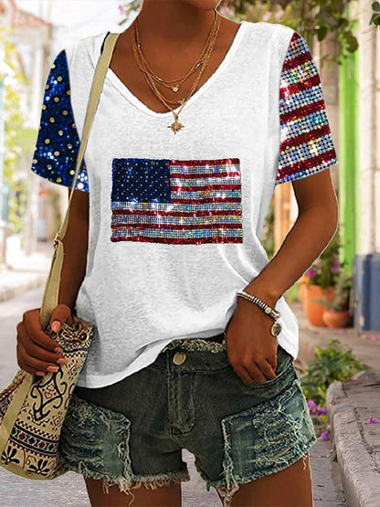 Women's Independence Day Printed Casual T-Shirt