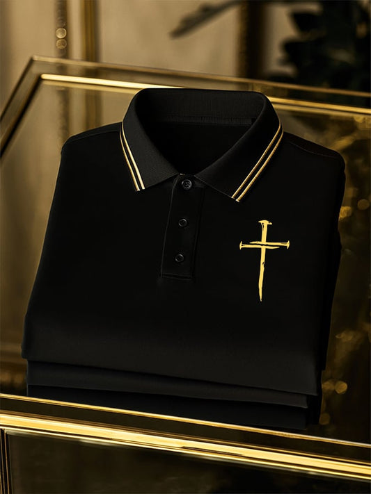 Men'S Classic Nail Cross Print Polo Shirt