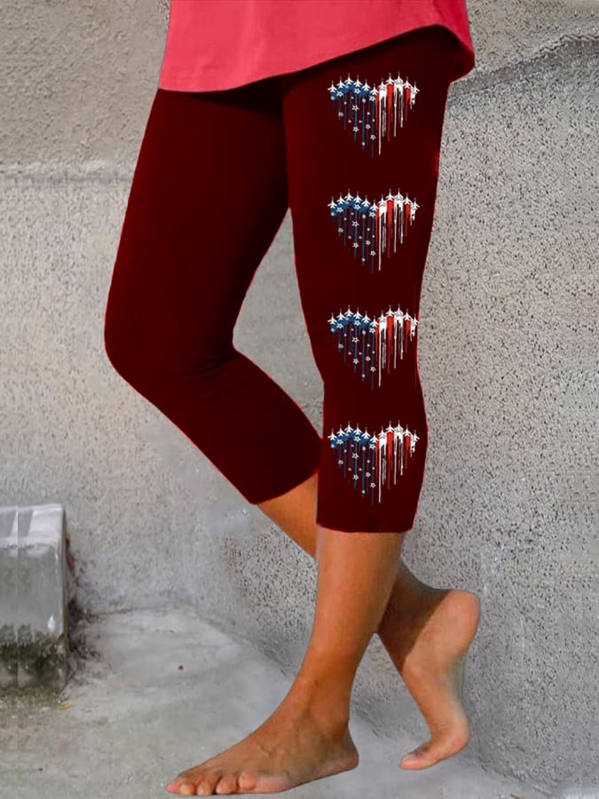 Women's  Flag Independence Day Print Casual Leggings