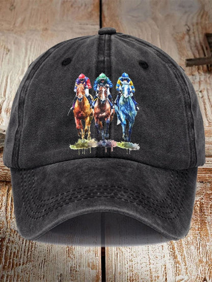 Unisex Horse Racing Print Hat