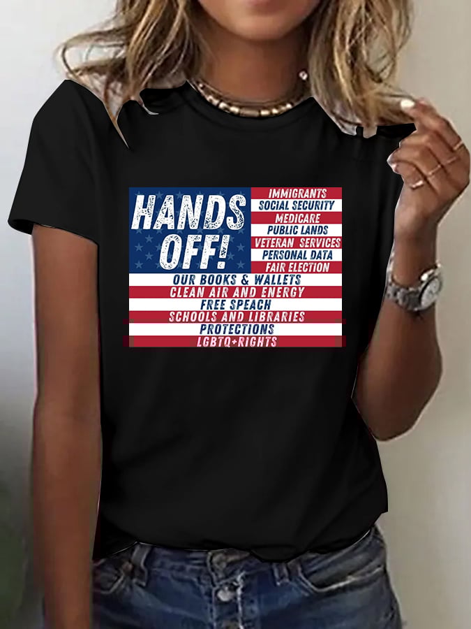 Women's Casual Animal Hands Off Print T-Shirt