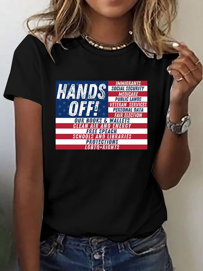 Women's Casual Animal Hands Off Print T-Shirt